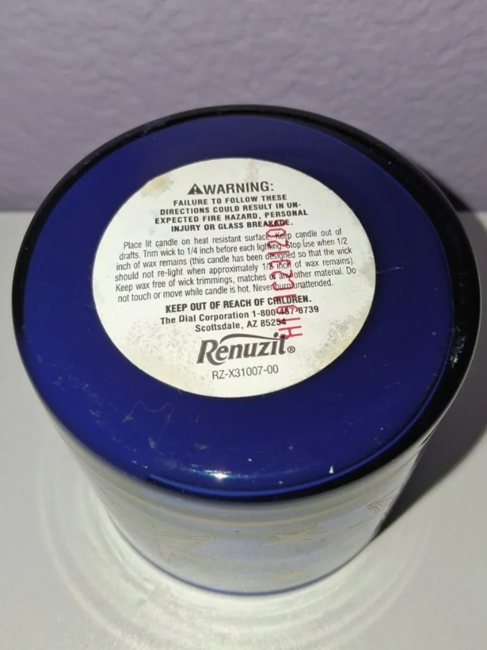 Vintage Celestial Stars Blue Glass Single Wick Candle Gold Yellow Goth Boho 90s